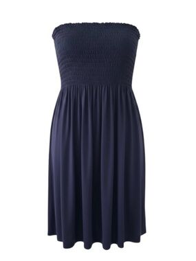 Tease Navy Blue Strapless Smocked Dress Size OS